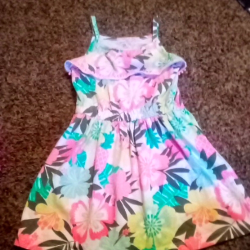 Carters dress size 3T, is white with different colored flowers